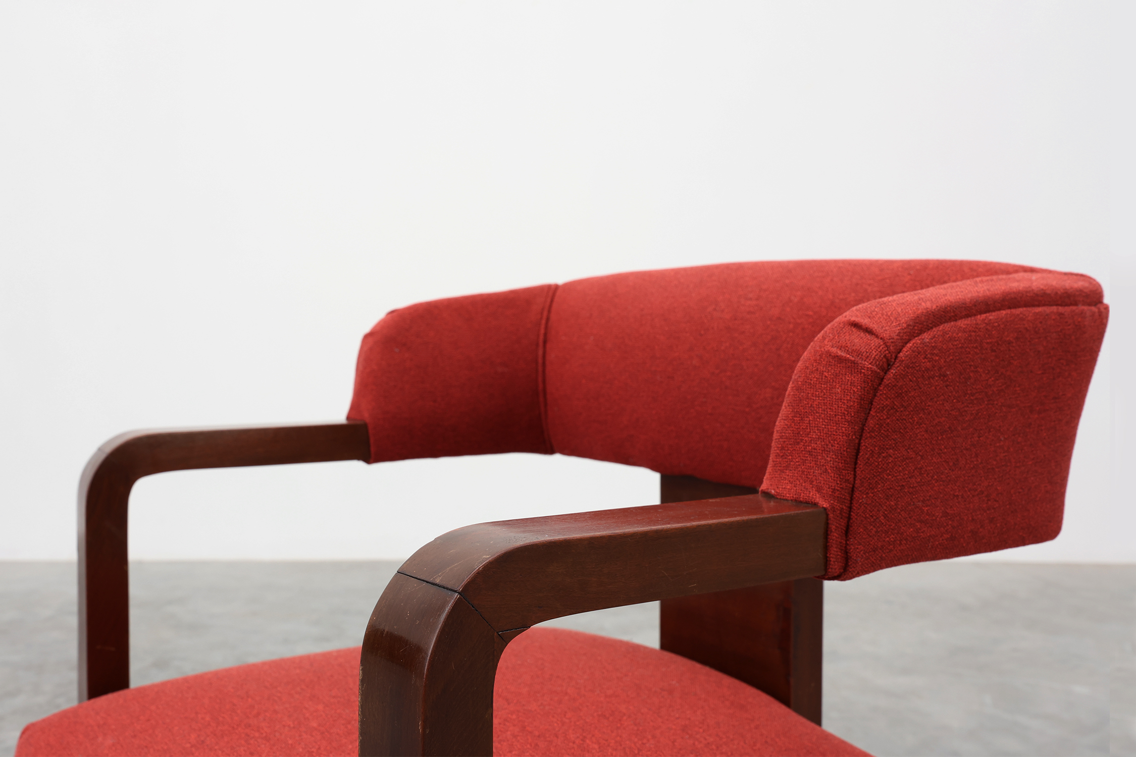 Set of Two Red Reupholstered Art Deco Chairs, Belgium ca. 1920thumbnail